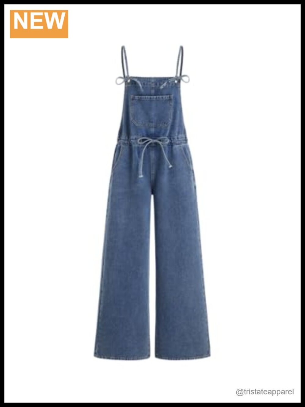CIDER Denim Overalls with Bowknot & Adjustable Straps Wide Leg